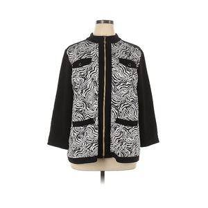 Susan Graver Black and White Zip Front Jacket Size 1X